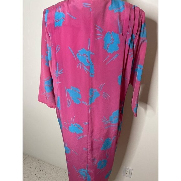 Secrets Vintage Womens Midi Shift Dress Size Large Pink Blue V-Neck Pullover - Picture 11 of 13